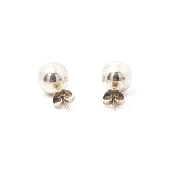 $695 Authentic TIFFANY & Co. Unisex Classic Ball Bead Silver 925 Stud Earrings